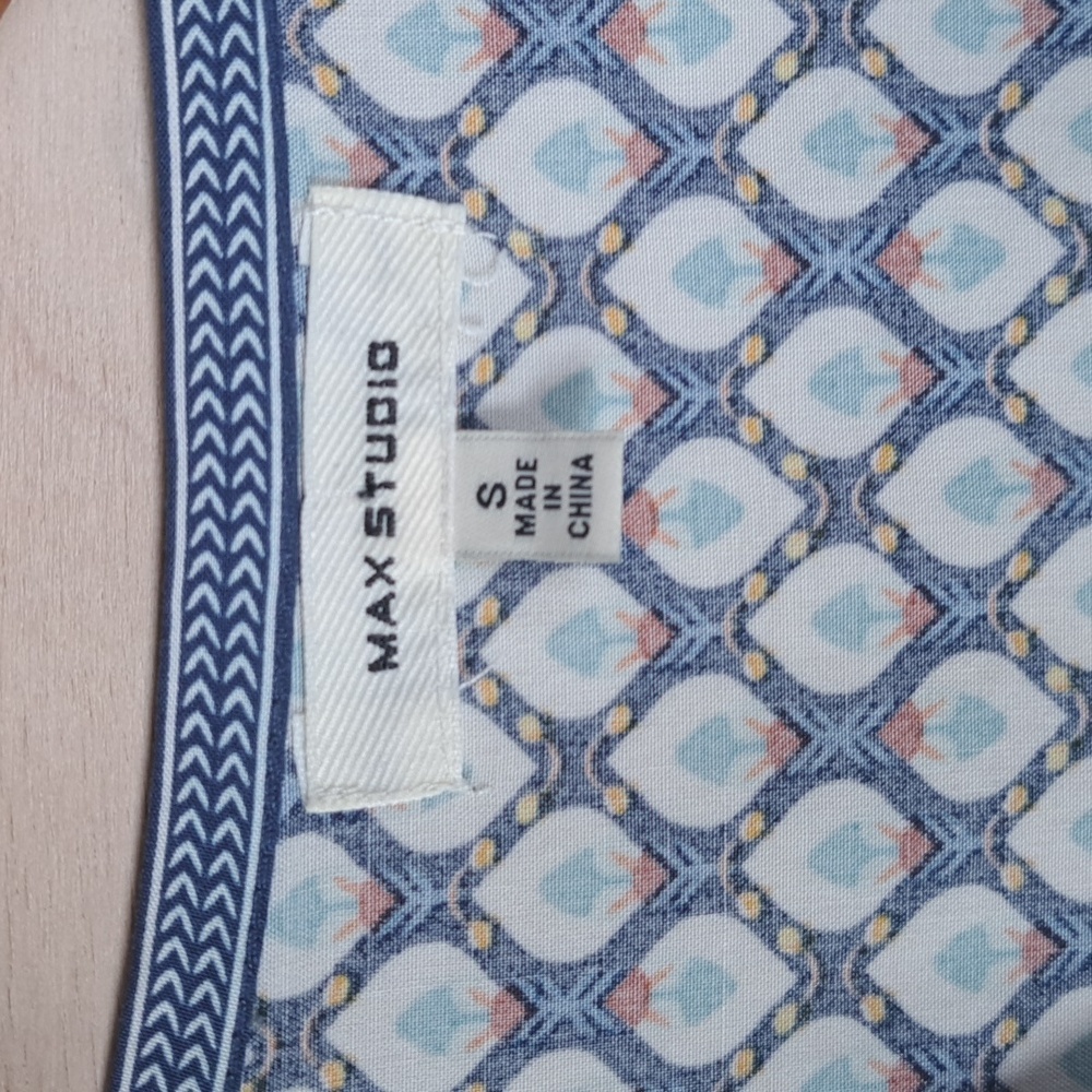 Max Studio Boho Geometric Print Tie Front Button … - image 3